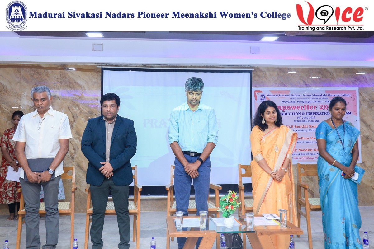 Voice Training and Research Pvt. Ltd., Madurai, signed an MoU with Madurai Sivakasi Nadars Pioneer Meenakshi Women's College