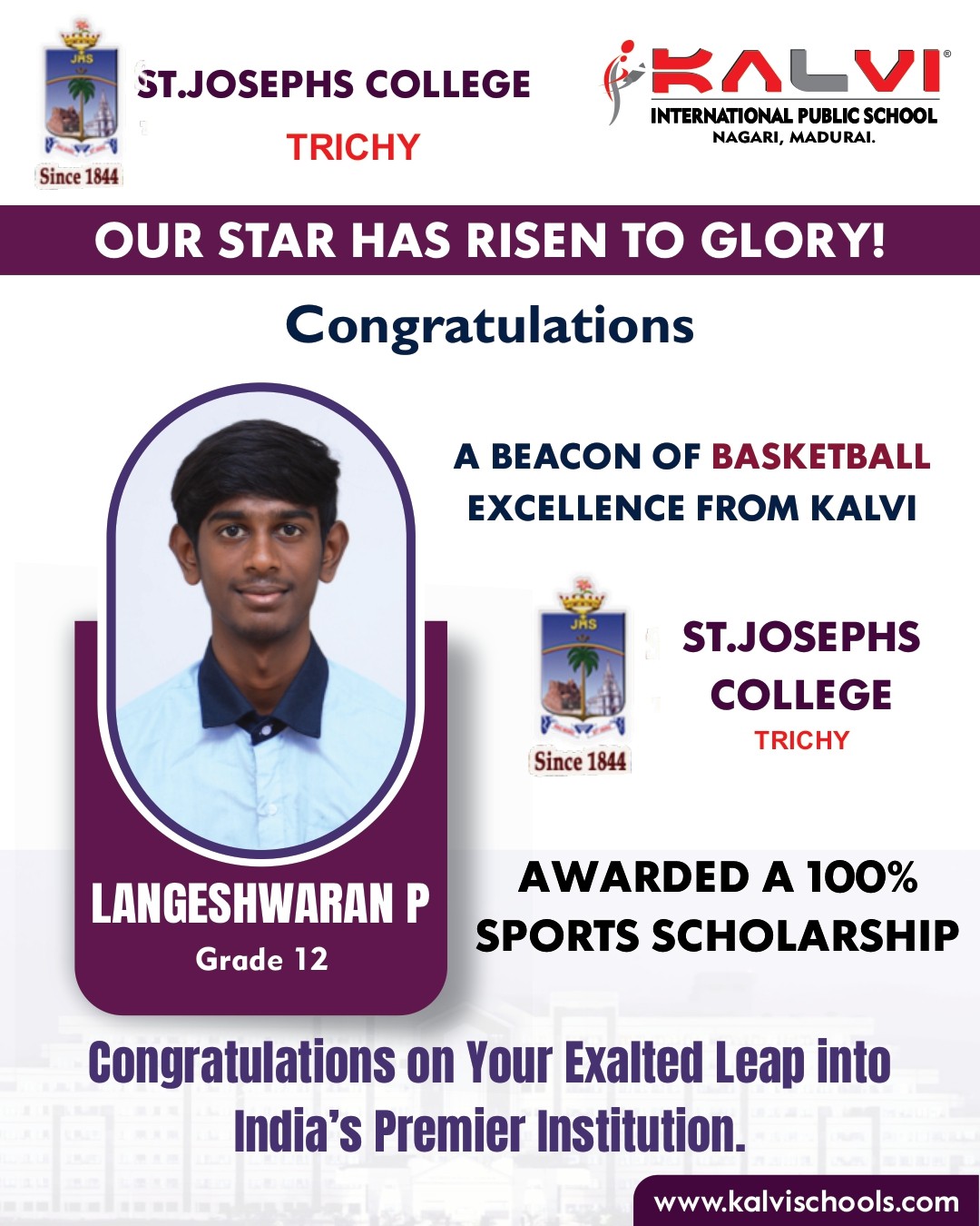 Congratulations on your Exalted leap into india's Premier Institution